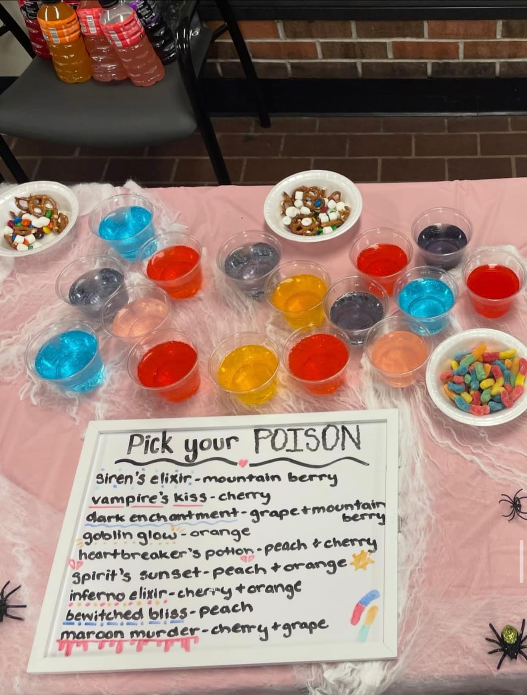 The 'pick your poison' mocktail bar at the Halloween social